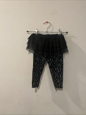 Carter's Black Leggings with Silver Star Print and Tulle Skirt